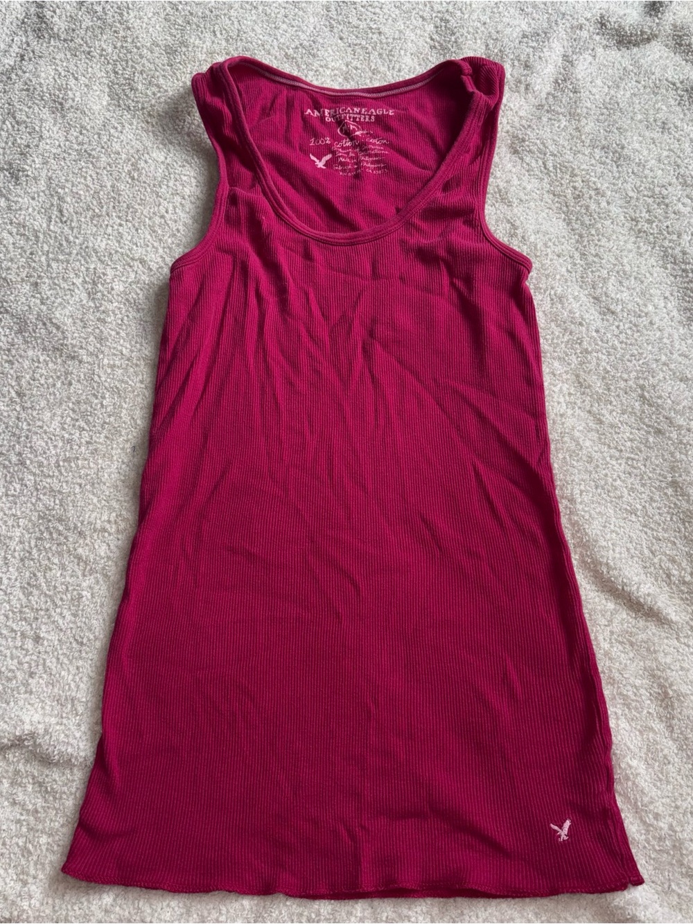 American Eagle Outfitters Ribbed Scoop Neck Tank - Raspberry
